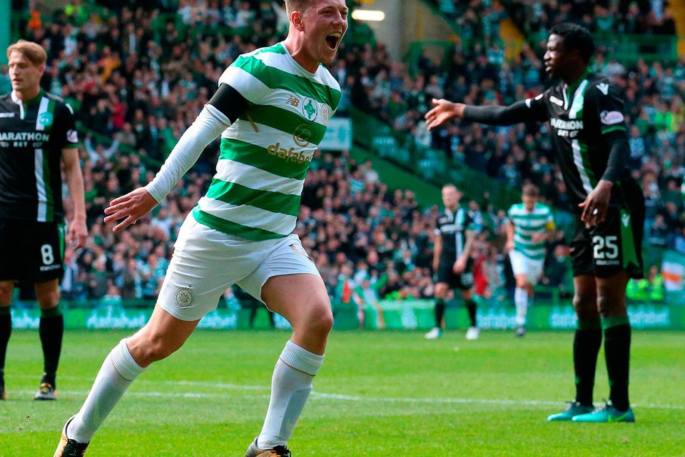 Celtic's Callum McGregor celebrates scoring his side's first goal