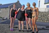 thumbnail: The brave ladies prepare for the swim, L-R Lily Costello, Gail Corr, Karen and Holly Smith. Photo by Jack Corry