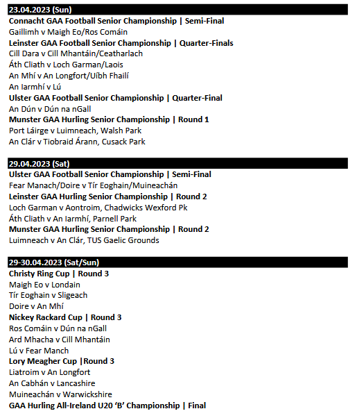 All-Ireland finals pushed back one week as GAA Master Fixtures Plan for 2023  announced, Gaelic Football News