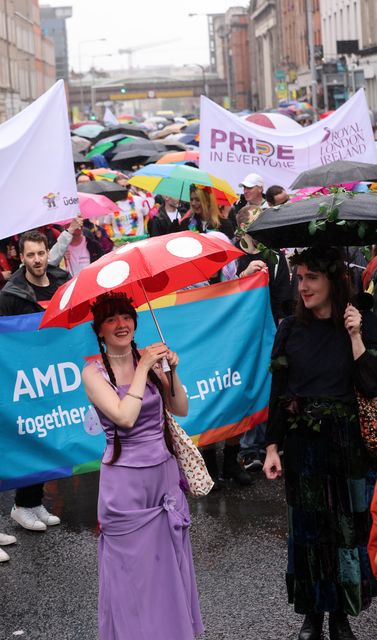 Participants brave the rain for the Dublin Pride parade 2024.