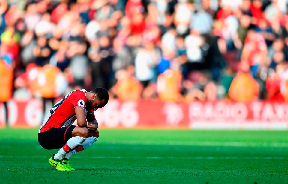 A dejected Nathan Redmond of Southampton. Photo: Getty