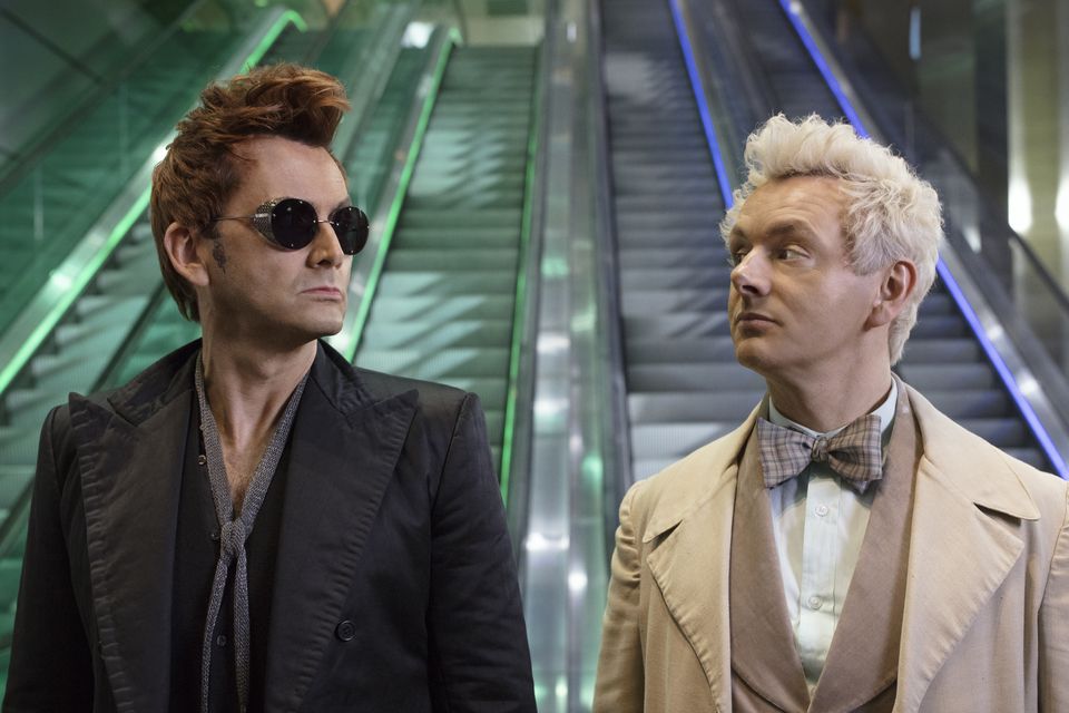 Michael Sheen as the angel (right) and David Tennant as the demon in Good Omens (Amazon Prime Video/PA)