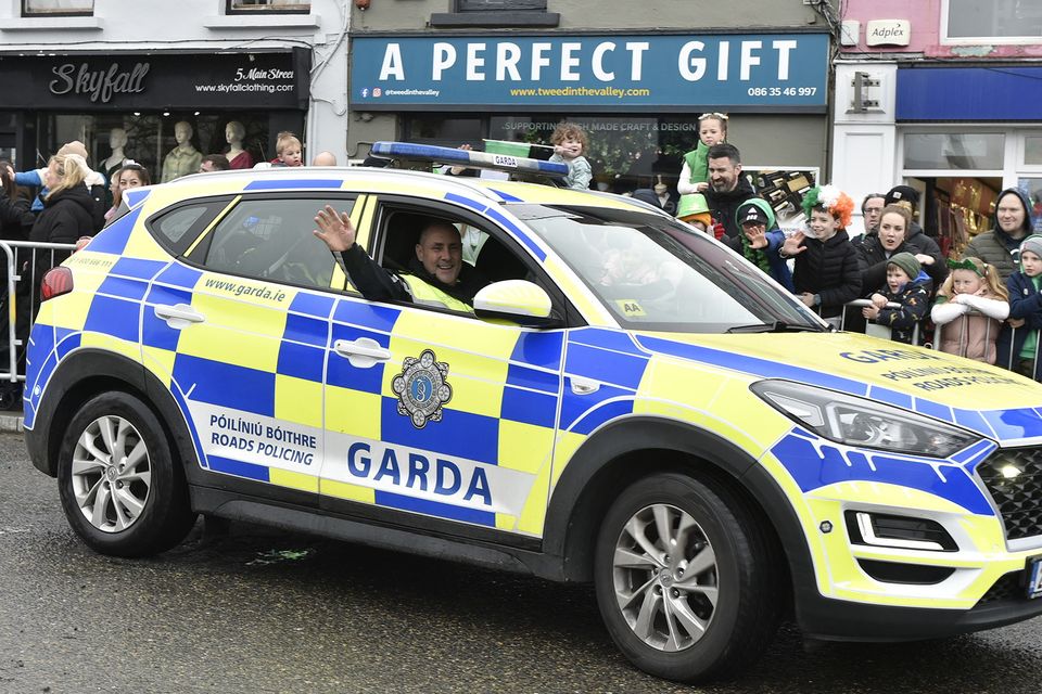 Garda escort for the St Patrick's Day parade in Gorey. Pic: Jim Campbell