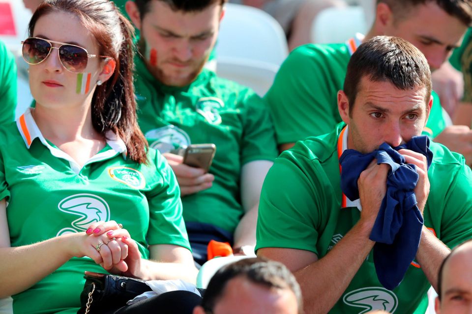 It was an emotional rollercoaster for supporters watching in Dublin and in the stadium. Photo: Chris Radburn/PA Wire