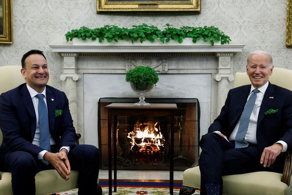 Taoiseach Leo Varadkar meets President Joe Biden at the White House. Photo: Niall Carson/PA