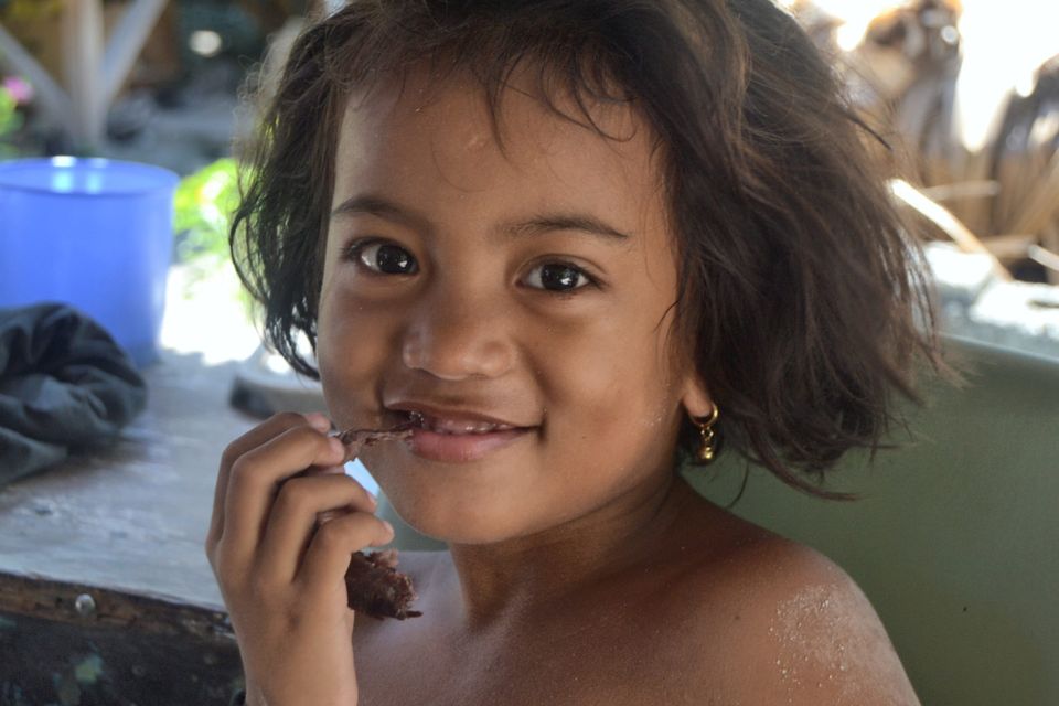 ‘Infant mortality is over 10 times the rate of that in Ireland’ — Little Aareau lives on the remote island of North Tarawa in Kiribati. She had never seen a camera before.