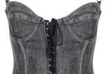 thumbnail: Dolce & Gabbana stone-washed black denim bustier in size small. Cost new: €145 Beloved price: €45