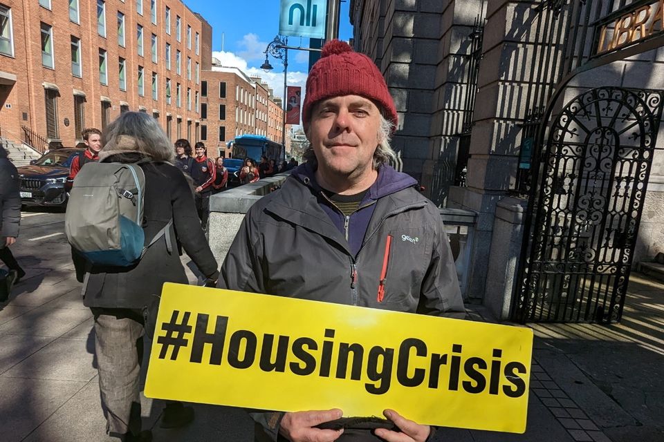 Martin Leahy from Bandon, Co Cork travels to Dublin every week to protest outside the Dáil. Pic. Olivia Lynott