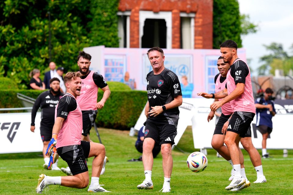 Rest of the World's Robbie Keane (centre) during a training session at Champneys Tring ahead of the Soccer Aid for UNICEF 2025 match on Sunday. Picture date: Thursday June 12th, 2025. PA Photo. Photo credit should read: Bradley Collyer/PA Wire.

RESTRICTIONS: Use subject to restrictions. Editorial use only, no commercial use without prior consent from rights holder.