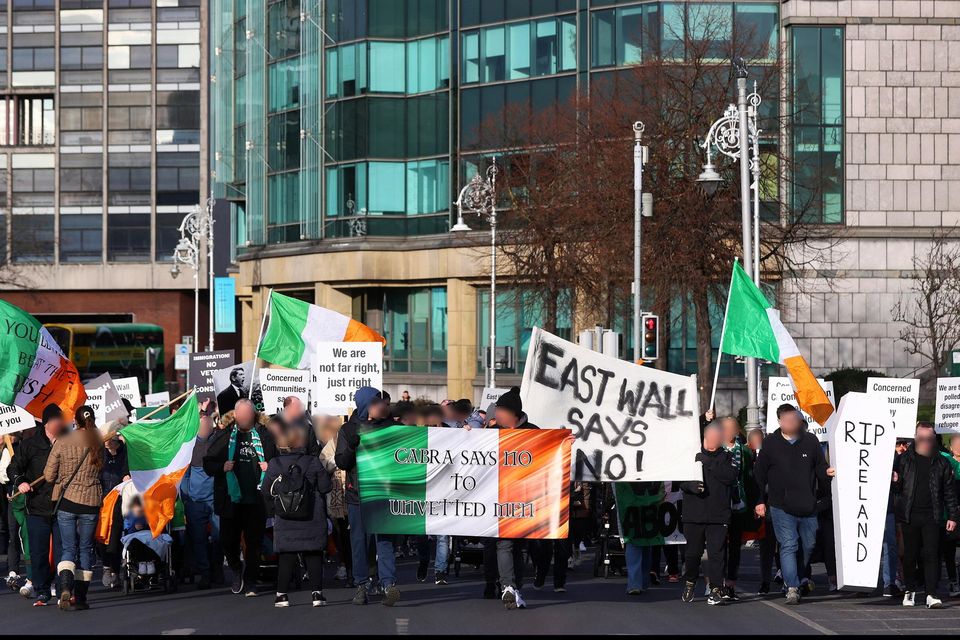 An anti-immigration protest in Dublin earlier this year. Photo: Steve Humphreys