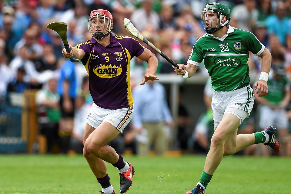 Lee Chin, Wexford, in action against Thomas Ryan