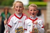thumbnail: Tyrone supporters, Oisn, aged 6, and Aideen Lynch, aged 8, from Castlederg