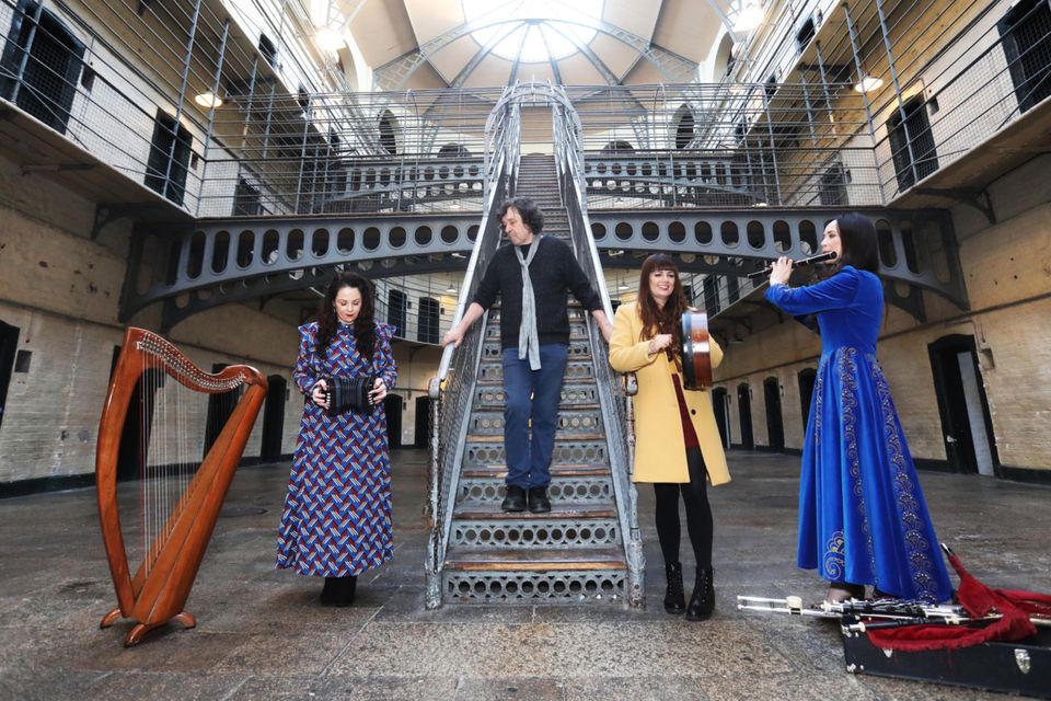 Actor Stephen Rea joined musicians Michelle Mulcahy, Aoife Scott and Louise Mulcahy at Kilmainham Gaol to mark the launch of the Programme for TradFest 2020
