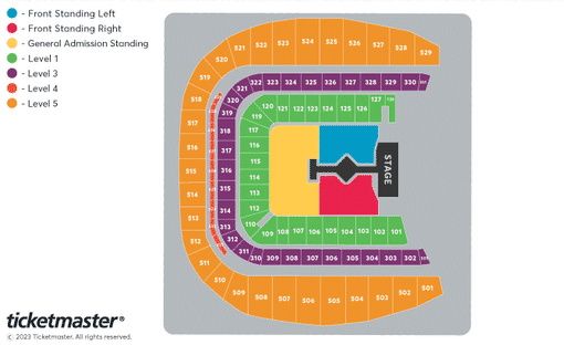Montaje de espacios para conciertos de Taylor Swift.  Foto: Ticketmaster.