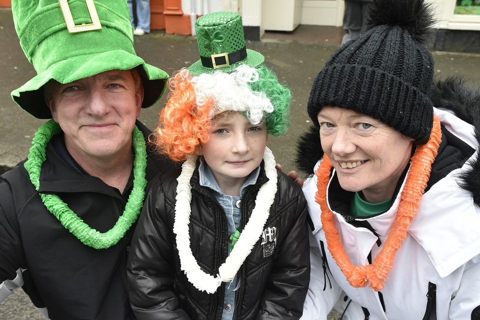 Vincent Hogan, Victoria Sheehan Hogan and Liz Sheehan pictured at the St Patrick's Day parade in Gorey. Pic: Jim Campbell