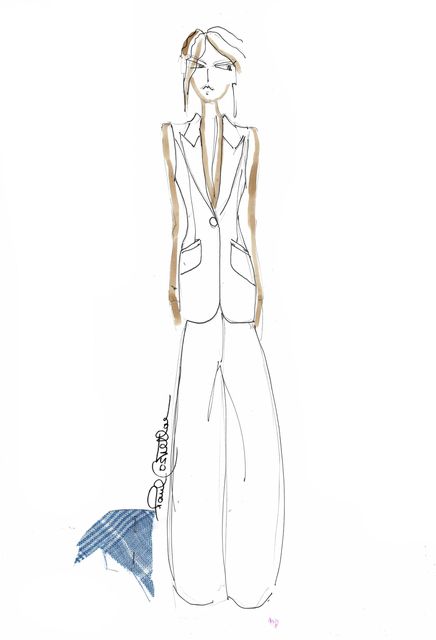 Paul Costelloe's synonymous relaxed tailoring will feature in his Spring/Summer 25 Collection. Sketch: Courtesy of Paul Costelloe