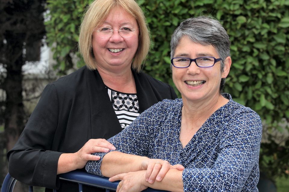 United: Bernadette Manning and Ann Pendergrast have raised two healthy, happy sons, Conor and Daragh, and, above right, the whole family attend Bernadette and Ann’s civil partnership in New Zealand