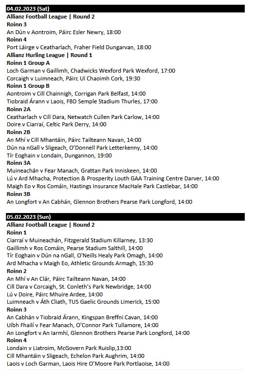 Master fixtures schedule for 2023 published - Mayo GAA Blog