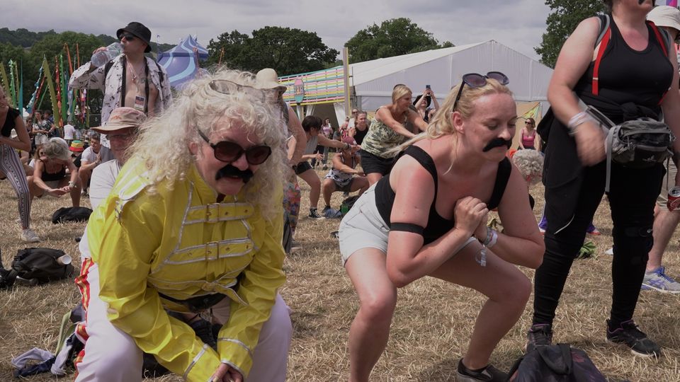 Exercise was the order of the day for some at Glastonbury (PA)