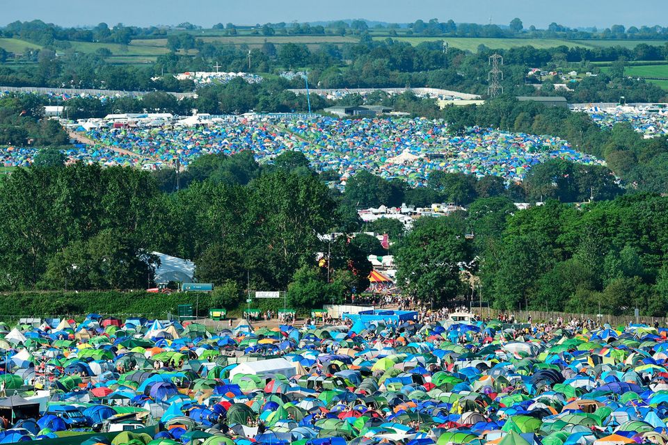 General view of the festival site during day one of Glastonbury Festival at Worthy Farm, Pilton on June 26, 2019 in Glastonbury, England. (Photo by Leon Neal/Getty Images)