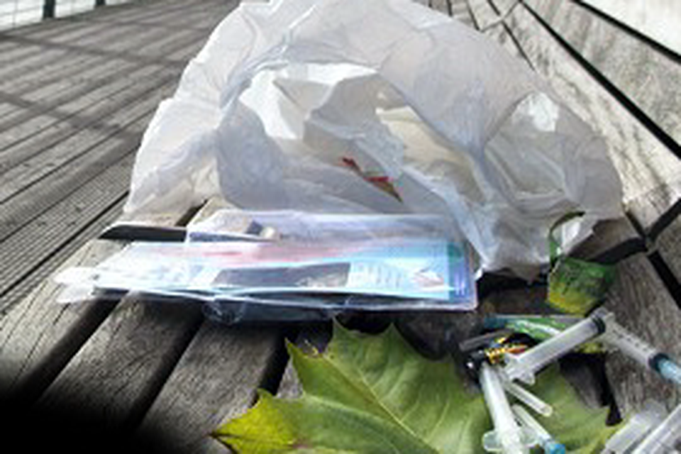Needles and other drug paraphernalia seen on the Liffey boardwalk.