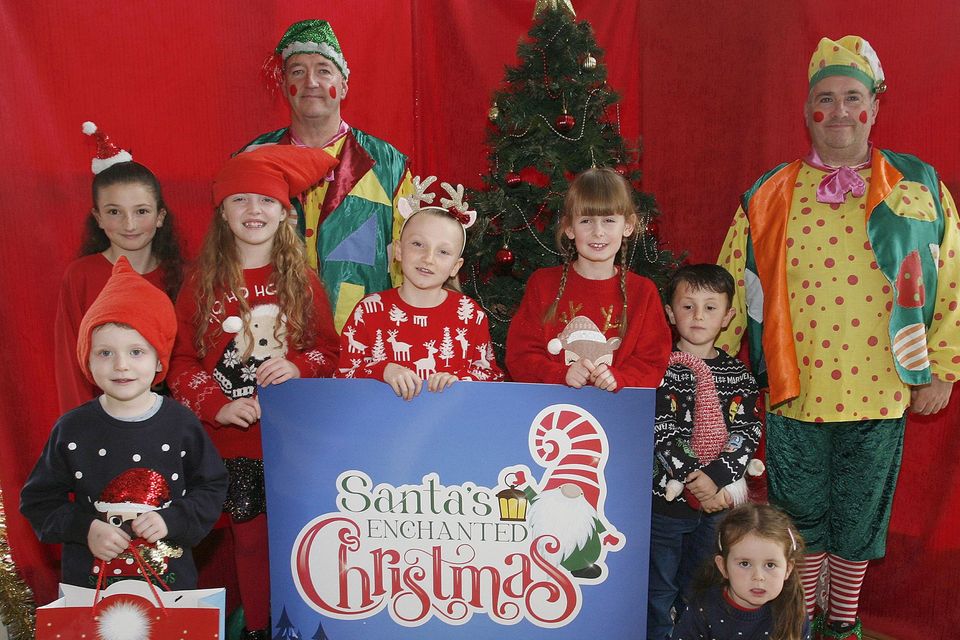 At the launch of Santa's Enchanted Christmas in the 1798 Centre were John Reilly and Liam Sharkey and children of Rathnure Panto Society.
