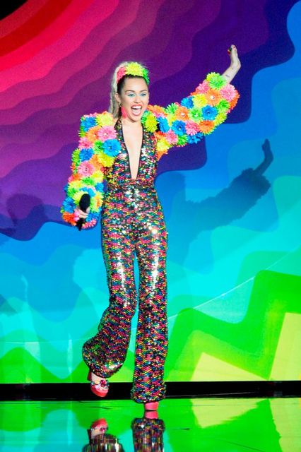 LOS ANGELES, CA - AUGUST 30: Host Miley Cyrus speaks onstage during the 2015 MTV Video Music Awards at Microsoft Theater on August 30, 2015 in Los Angeles, California. (Photo by Kevork Djansezian/Getty Images)