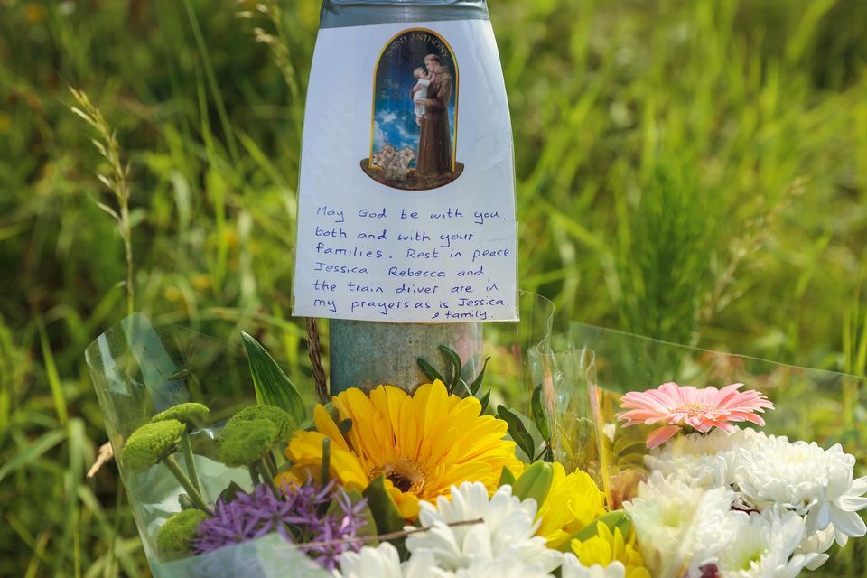Flowers at the entrance to Ballisodare River and Knoxpark where Jessica McLoughlin died Photo: Gerry Mooney