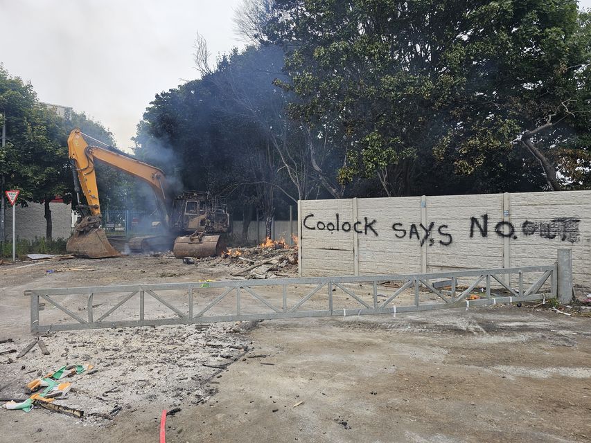 Fire at the site of the former Crown Paints factory in Coolock where work was due to begin this week. Photo: Colin Keegan/Collins