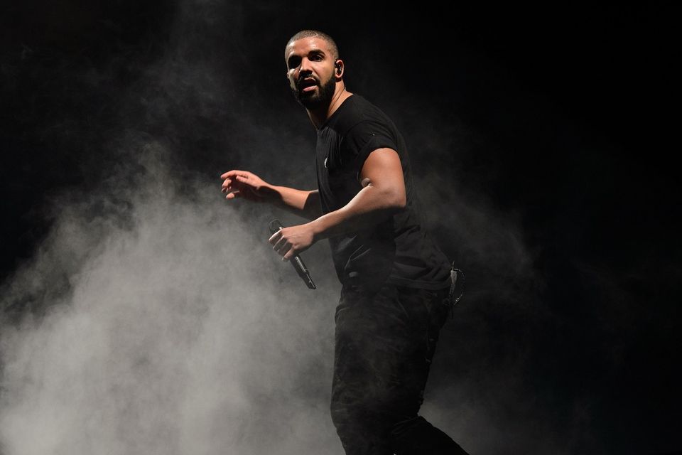 Drake performs on the main stage at London's Wireless festival (AP)