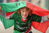 thumbnail: Mayo supporter Cian Degrieck, aged 7, from Crossmolina, Co. Mayo, on his way to the game.