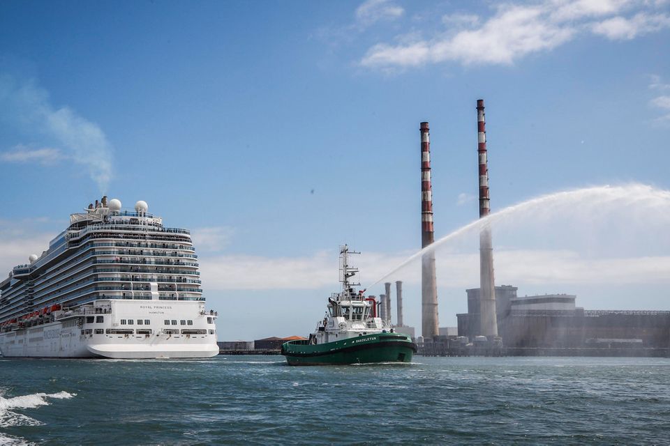 Solution sails in: The 330 metre Royal Princess cruise ship arrives in Dublin last May. But DCC says no cruise ship will be considered as temporary housing for homeless families in Dublin for the time being. Photo: Conor McCabe