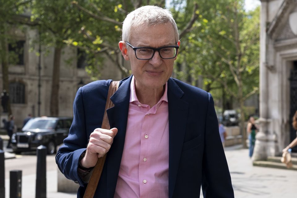 Jeremy Vine arrives at the Royal Courts of Justice in London for the first hearing in the libel claim brought by himself against Joey Barton (Jordan Pettitt/PA)