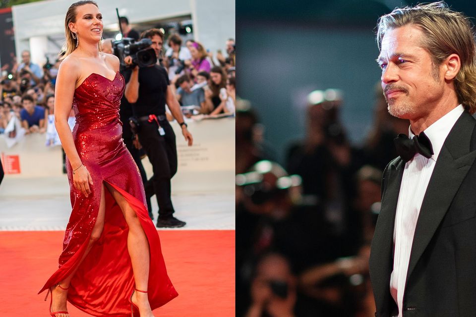 Brad Pitt And Scarlett Johansson Dazzle On Red Carpet At Venice Film ...