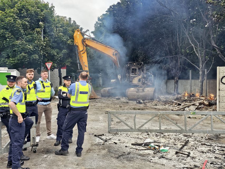 Gardaí at the scene outside the former Crown Paints factory in Coolock, north Dublin. Photo: Colin Keegan/Collins