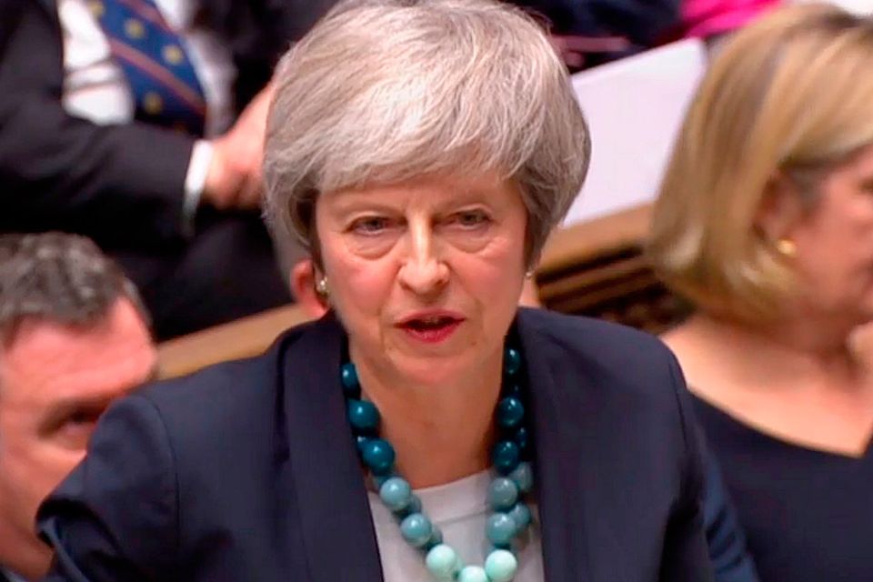 Dramatic scenes: Prime Minister Theresa May makes her statement in the Commons yesterday. Photo: AFP/Getty Images