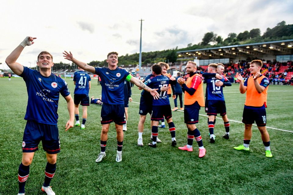 St Patrick's Athletic players celebrate after beating Derry in the Cup