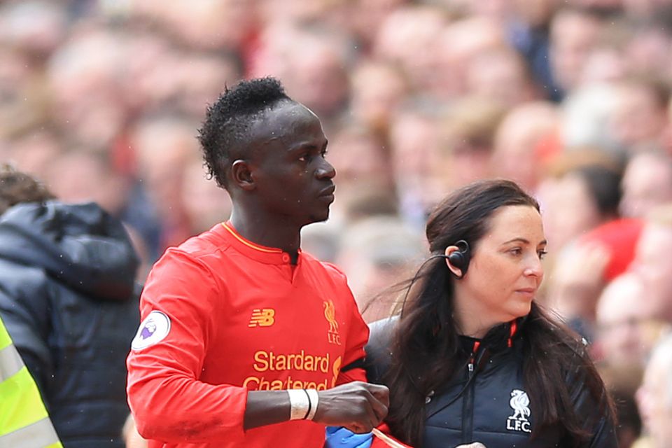Liverpool forward Sadio Mane will be sidelined for six weeks with a hamstring injury.