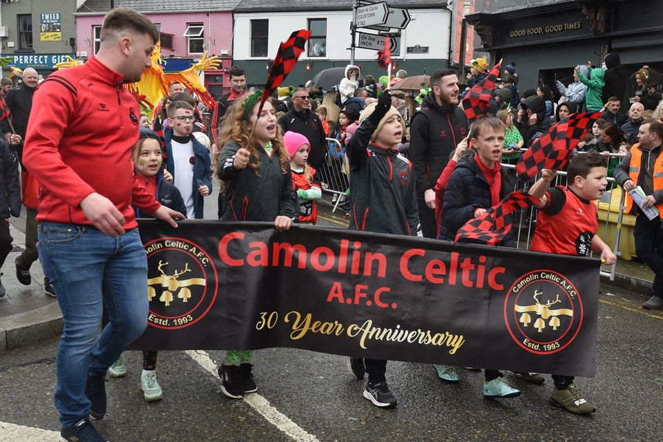 Camolin Celtic during the St Patrick's Day parade in Gorey Pic: Jim Campbell
