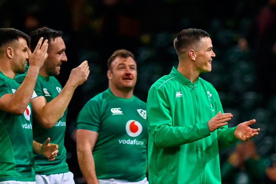 Ireland captain Jonathan Sexton leads his side on a lap of honour