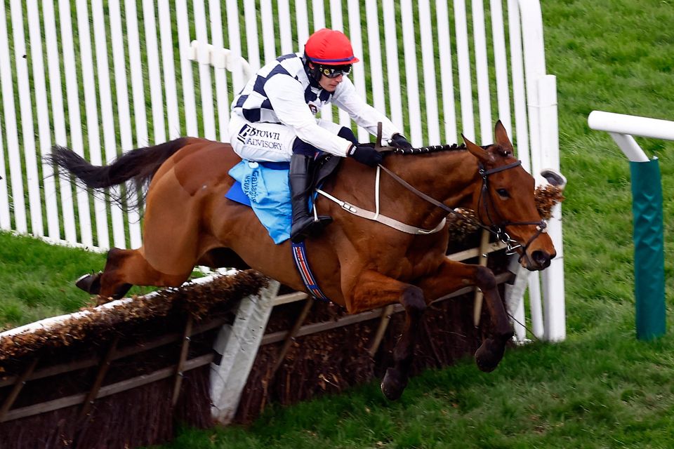 Paul Townend riding Ballyburn on their way to winning the Gallagher Novices’ Hurdle