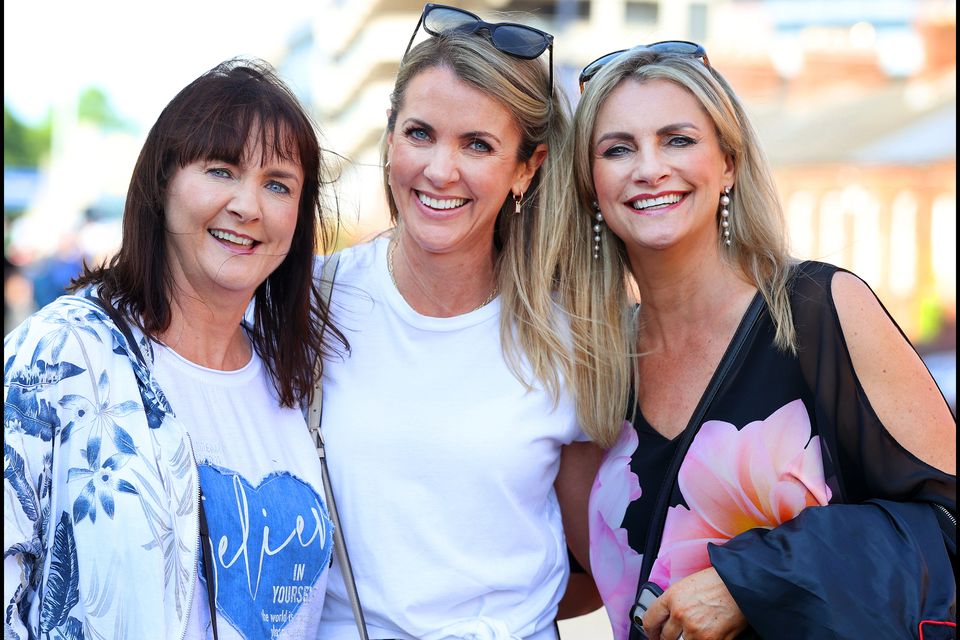 Bruce Springsteen fans Suzanne Doherty, Donna Rigney and Louise O'Sullivan all from Straffan Co Kildare at Croke Park for the final Bruce Concert. Photo by Steve Humphreys 19th May2024.