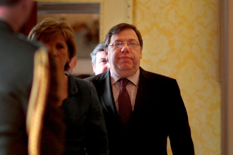 Brian Cowen at Áras an Uachtaráin to dissolve the Dáil in 2011. Photo: David Conachy