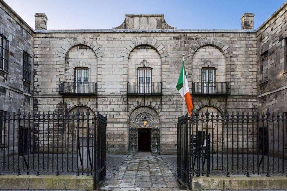 Kilmainham Gaol with tricolour - "The Thomas F Meagher Foundation believes that our national flag is a symbol for all our nation"