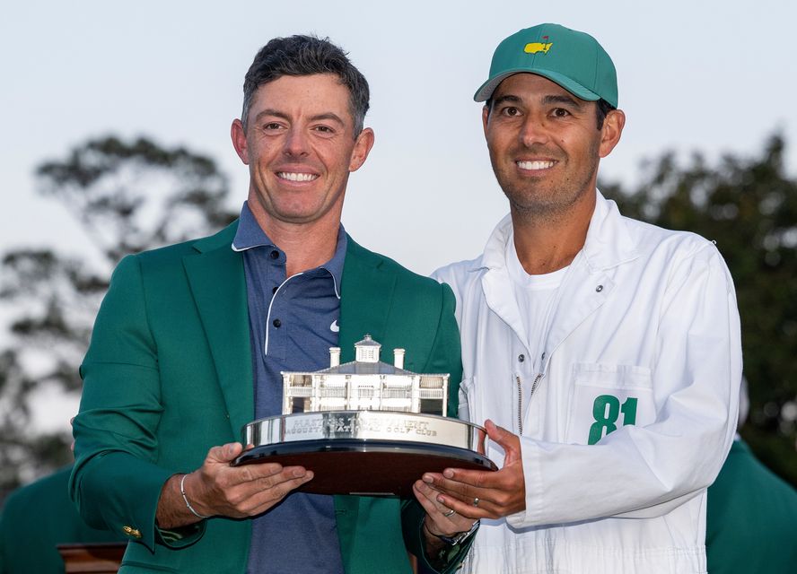 Rory McIlroy and Harry Diamond in Augusta last month