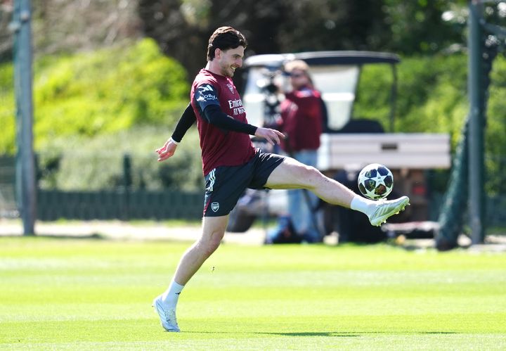 Declan Rice gives Arsenal post-FA Cup boost as he trains with teammates ahead of trip to Sporting Lisbon