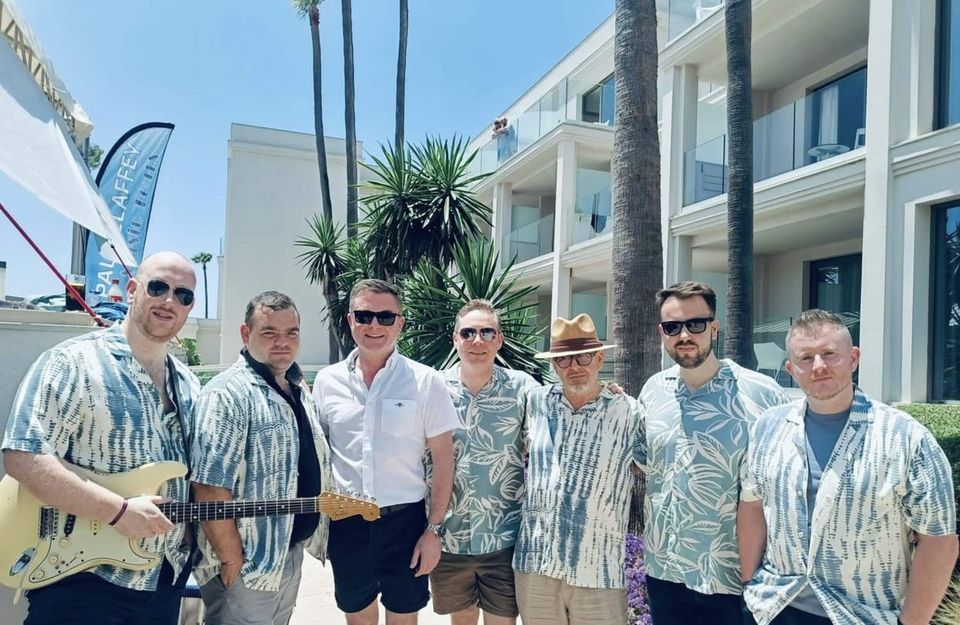 Michael English with is band in Spain last year.