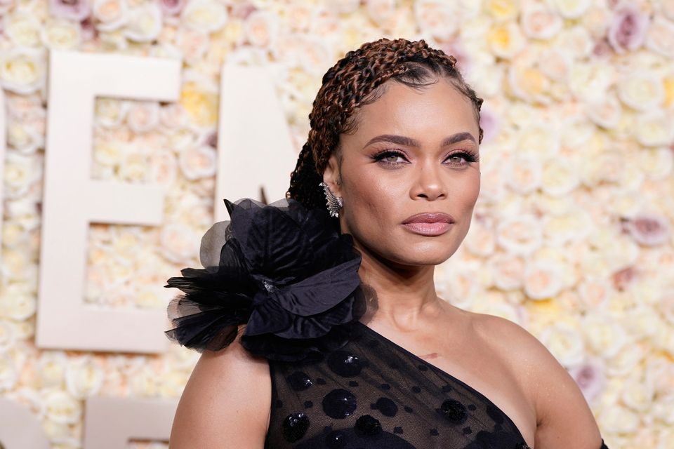 Andra Day arrives at the 81st Golden Globe Awards on Sunday, Jan. 7, 2024, at the Beverly Hilton in Beverly Hills, Calif. (Photo by Jordan Strauss/Invision/AP)