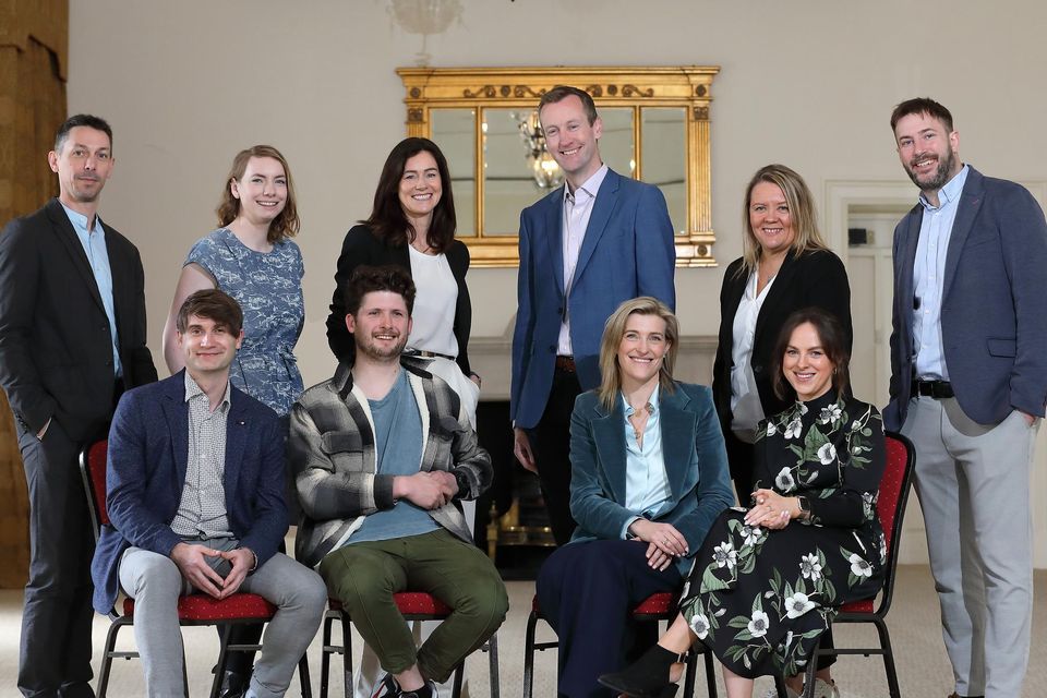(Back row) Johann Issartel (MoveAhead) with Aisling Kirwan (Positive Carbon), Aoife Matthews (Sisterly), Seán McLoughlin (ResHub), Katarina Antill (Bonafi) and Conor McGinn (Akara). (Front row) Jamie McGann (MoveAhead) with Mark Kirwan (Positive Carbon), Jennifer O Connell (Sisterly) and Clare Meskill from Teleatherapy, whose companies were showcased at an Enterprise Ireland event in the RDS last week. Photos: Frank McGrath