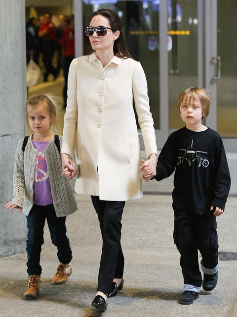 Angelina Jolie's legs appear slimmer than her 5-year-old children's